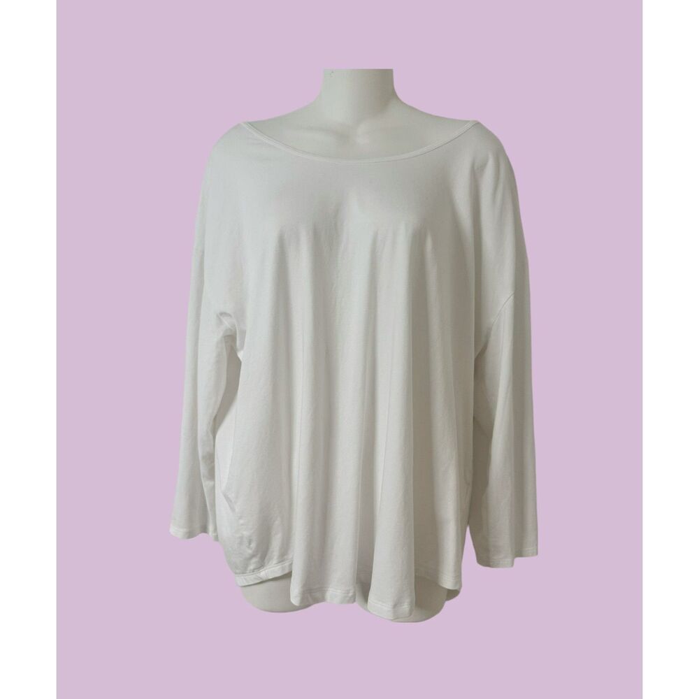 Lands’ End Women’s XL White Crew Neck Basic Long Sleeve Tee